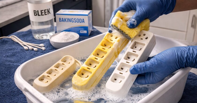 Vergeeld plastic wit maken zonder het materiaal te beschadigen