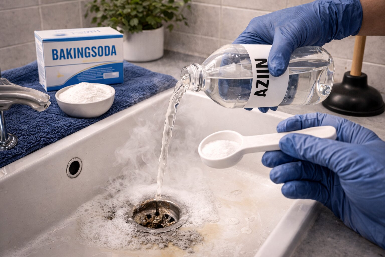 ontstoppen met baking soda, baking soda